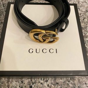 Gucci Wide Leather Belt with Double G Buckle